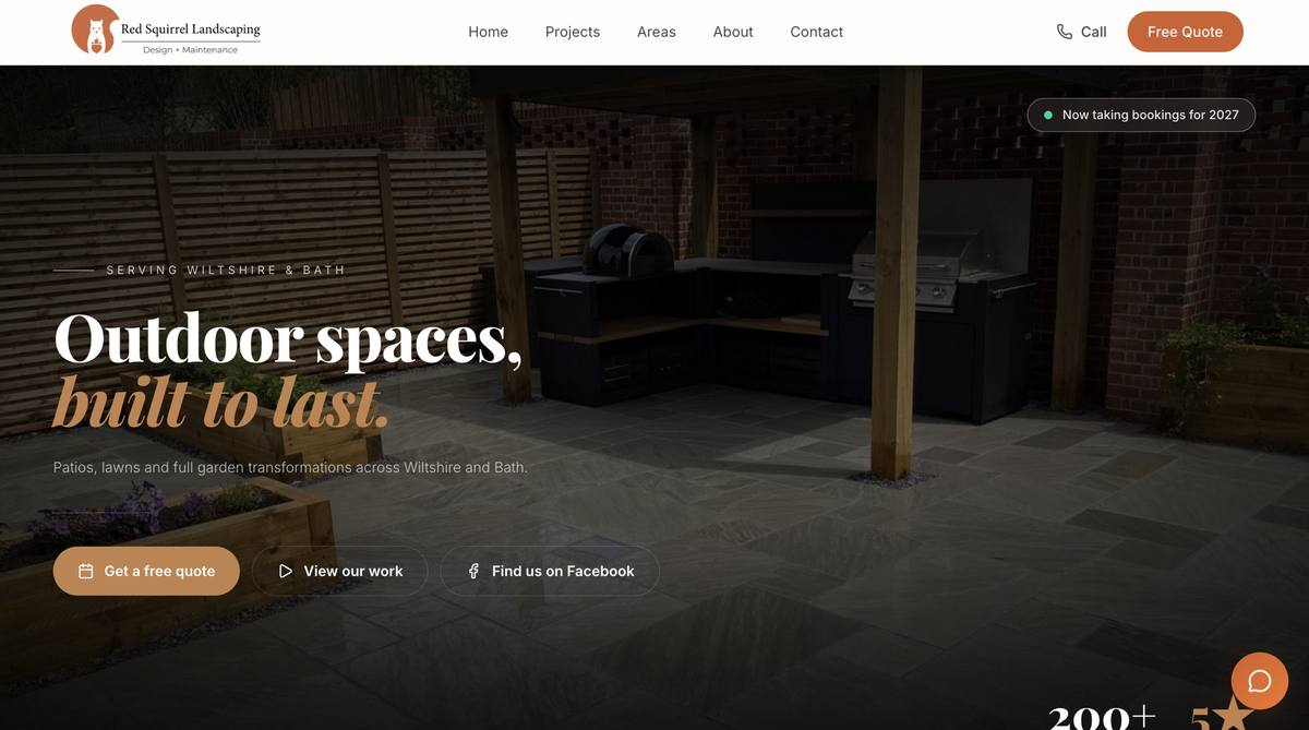 Red Squirrel Landscaping website homepage designed by TK Marketing