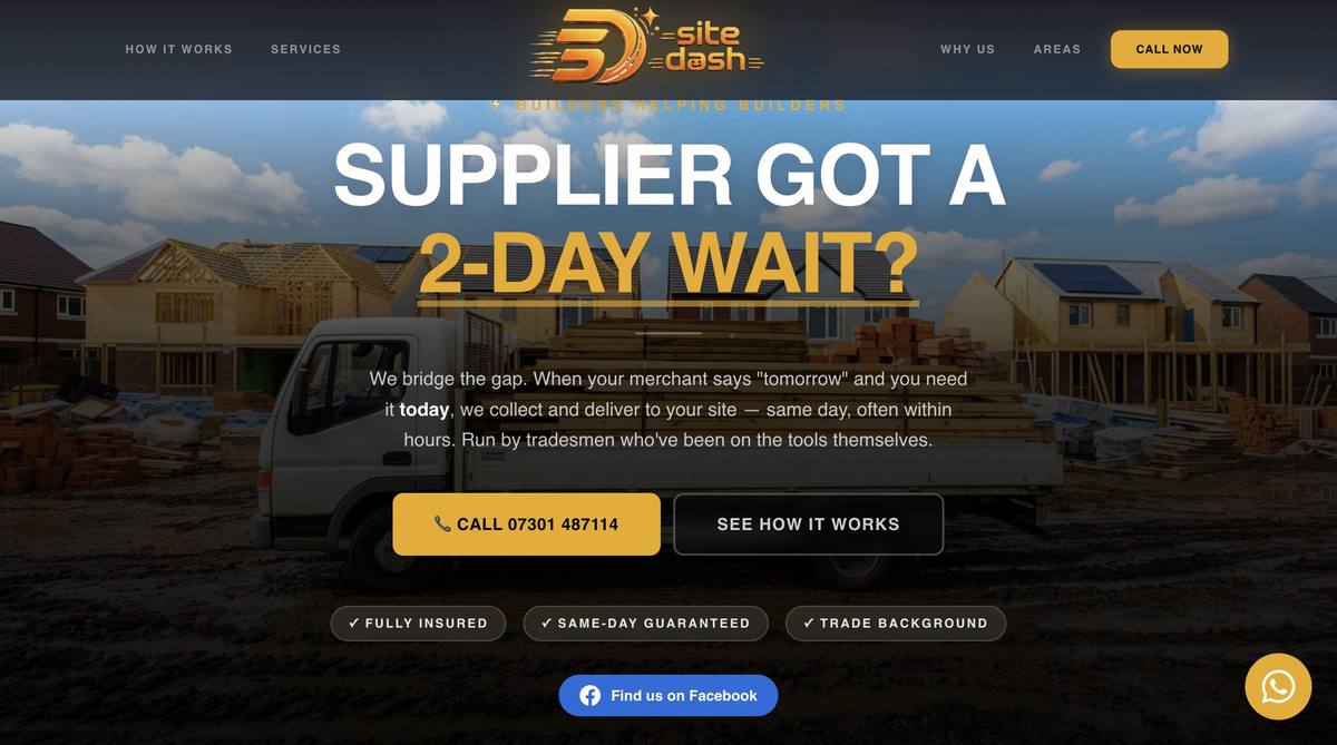 Site Dash website homepage designed by TK Marketing