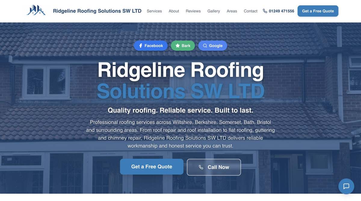 Ridgeline Roofing Solutions SW LTD website