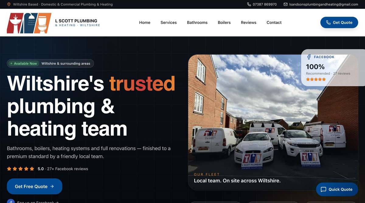 L Scott Plumbing & Heating website
