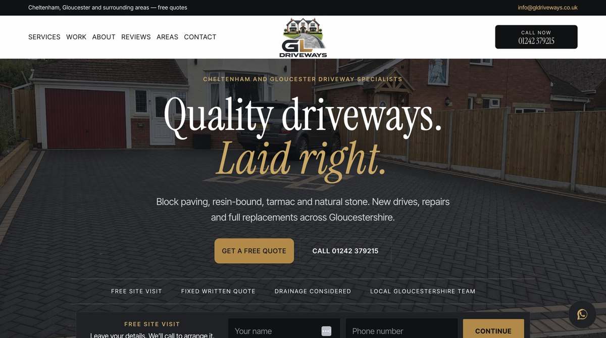 GL Driveways website