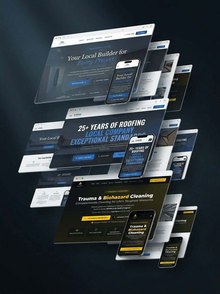 Stack of floating browser windows